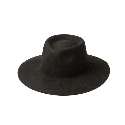 Black fedora hat on a white background