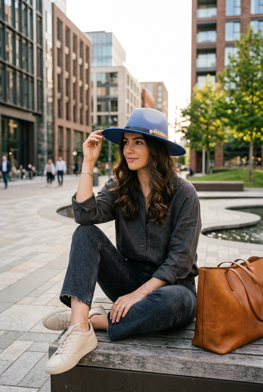 Mckinney Flat Top Wool Felt Fedora Hat with Band