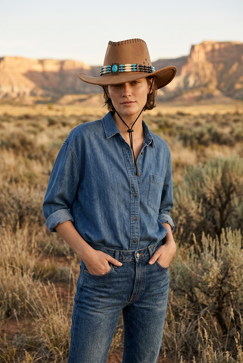 Wool Cowboy Hat – Conical Crown, Medium 56–58 cm