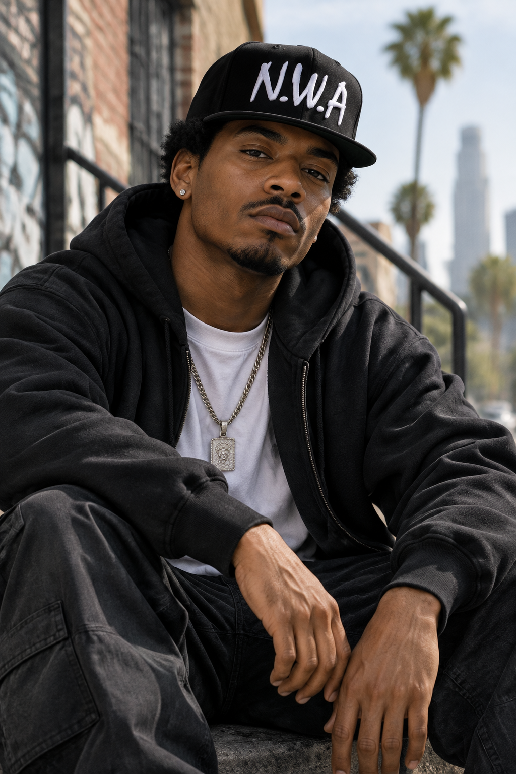 N.W.A Embroidered Snapback – Flat Brim, Hip-Hop, Unisex, Black
