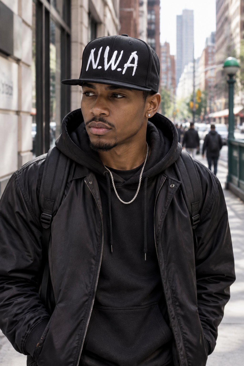 N.W.A Embroidered Snapback – Flat Brim, Hip-Hop, Unisex, Black