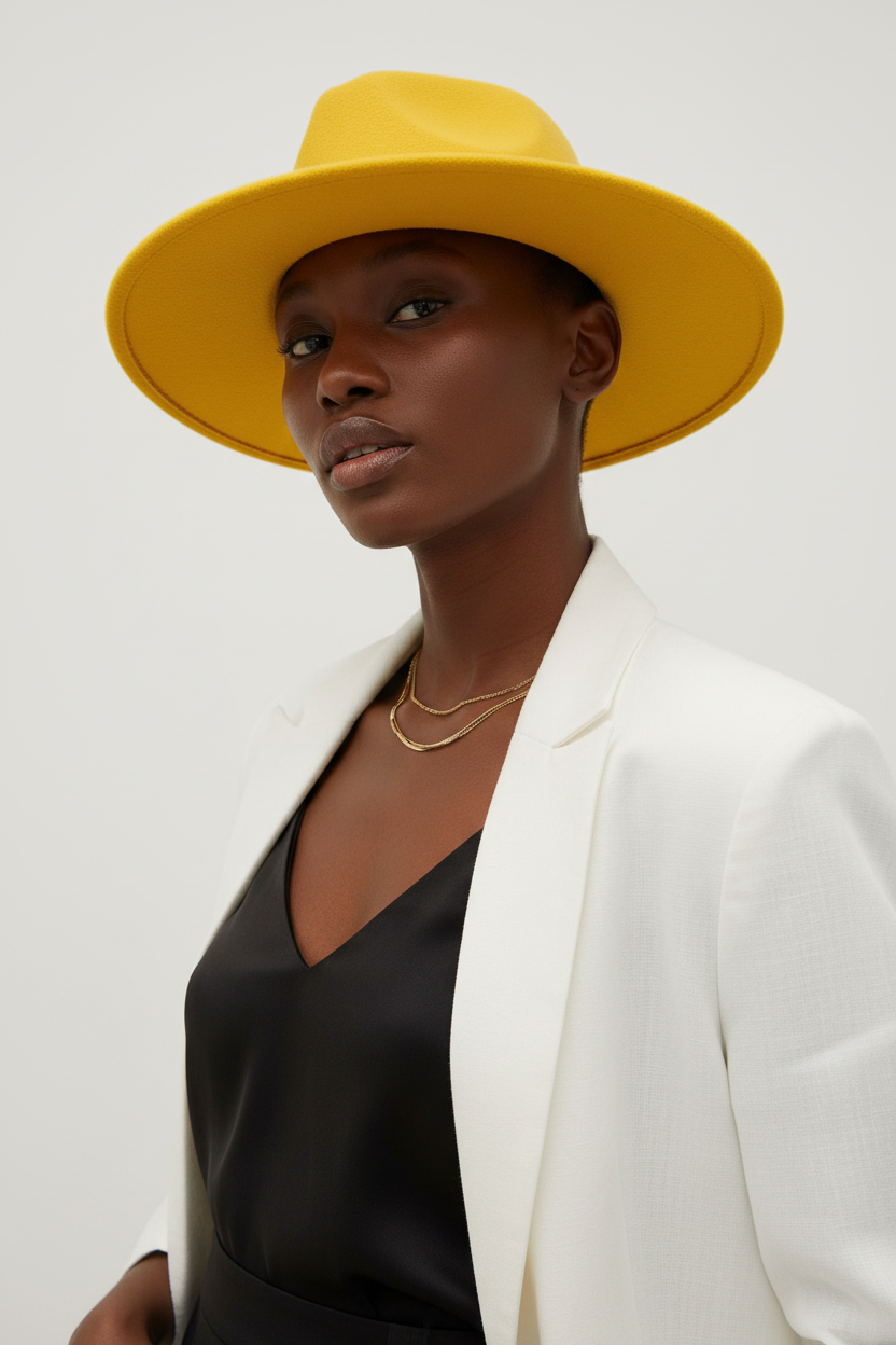 Talon Wool Cotton Fedora Jazz Hat, Wide Brim, Adjustable