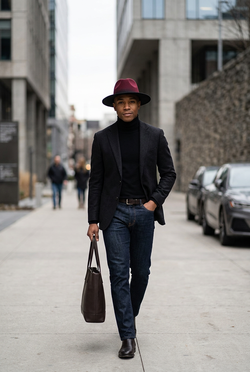 Budden Two-Tone Wool Fedora Hat, Medium