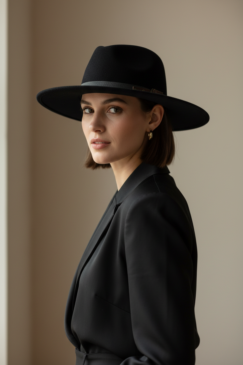 Jackson Suede Fedora Hat with Flat Brim Band