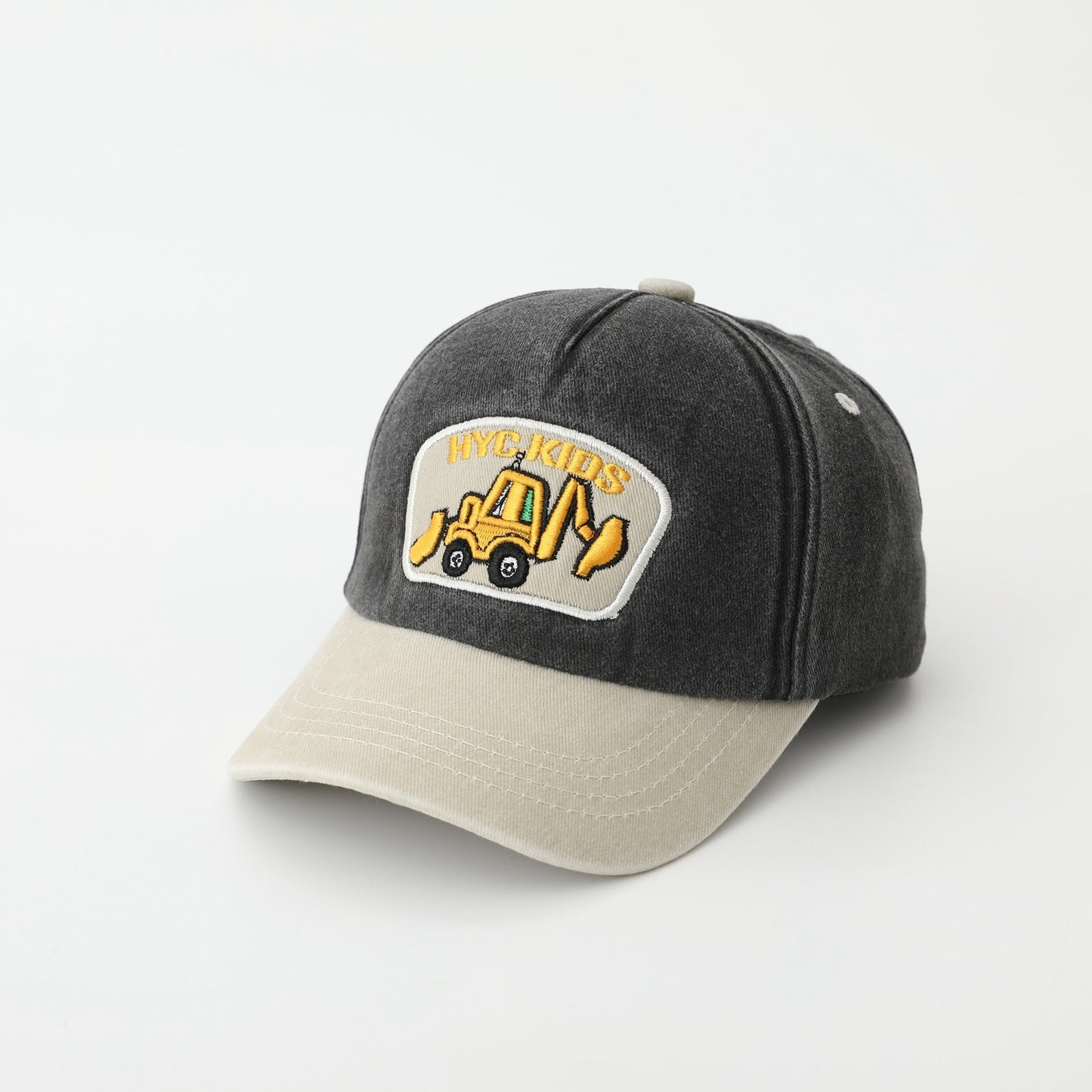 Cartoon Excavator Washed Baseball Cap