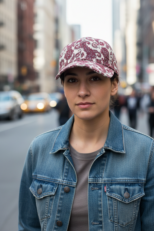 Patterned cap on a white background