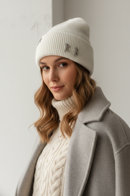Rabbit Fur Knitted Stocking Cap – Unisex, One Size