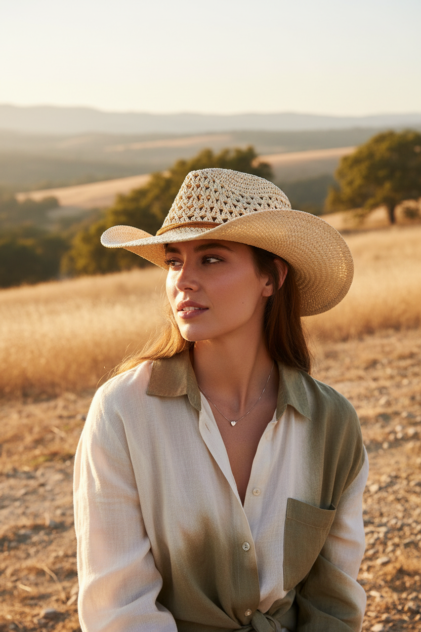 Melbourne Embroidered Straw Sun Hat – Medium Unisex UV Protection