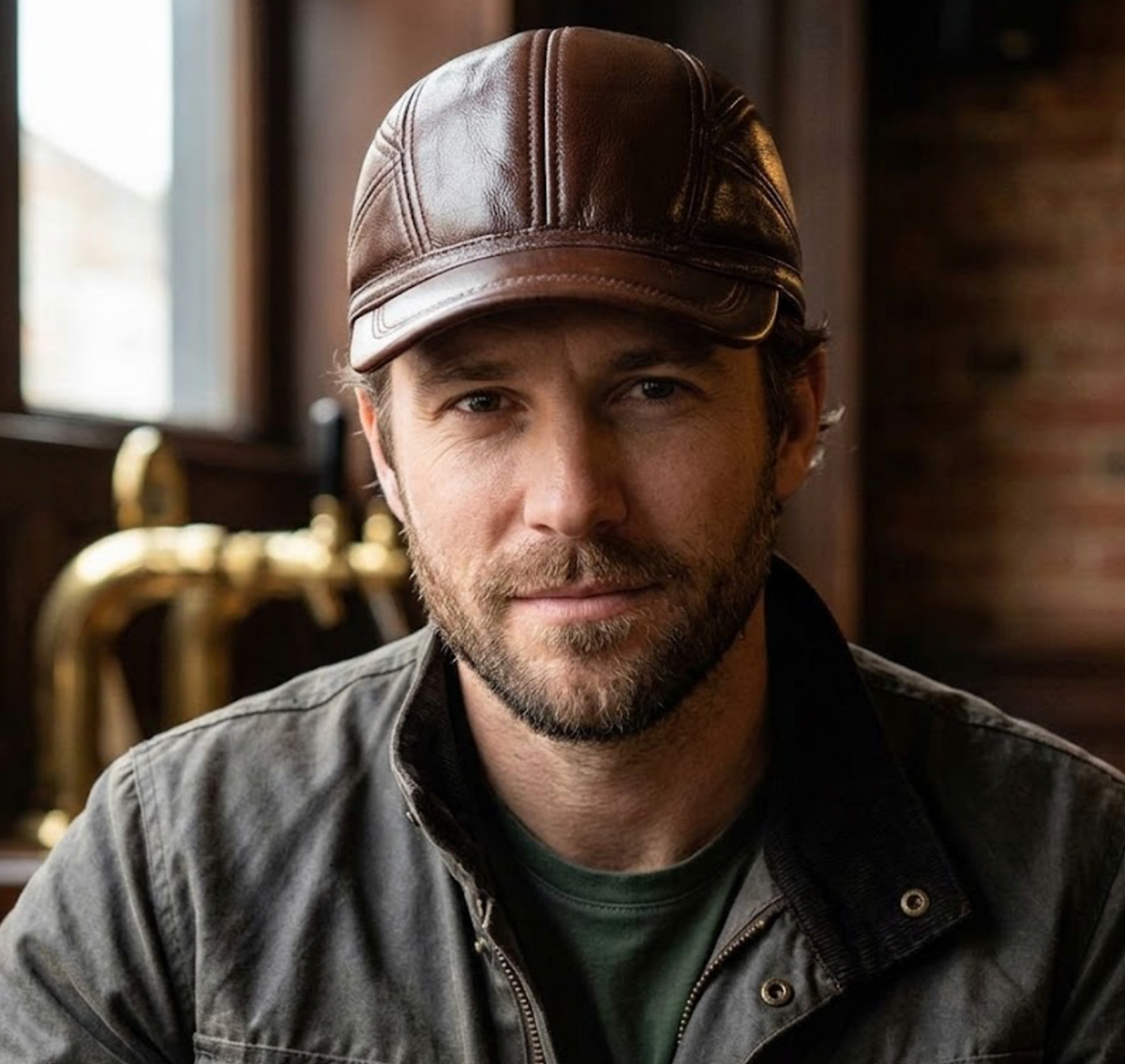 Allegra Cowhide Leather Baseball Cap