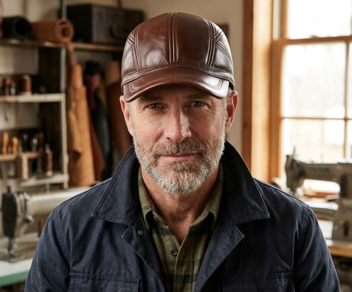 Allegra Cowhide Leather Baseball Cap