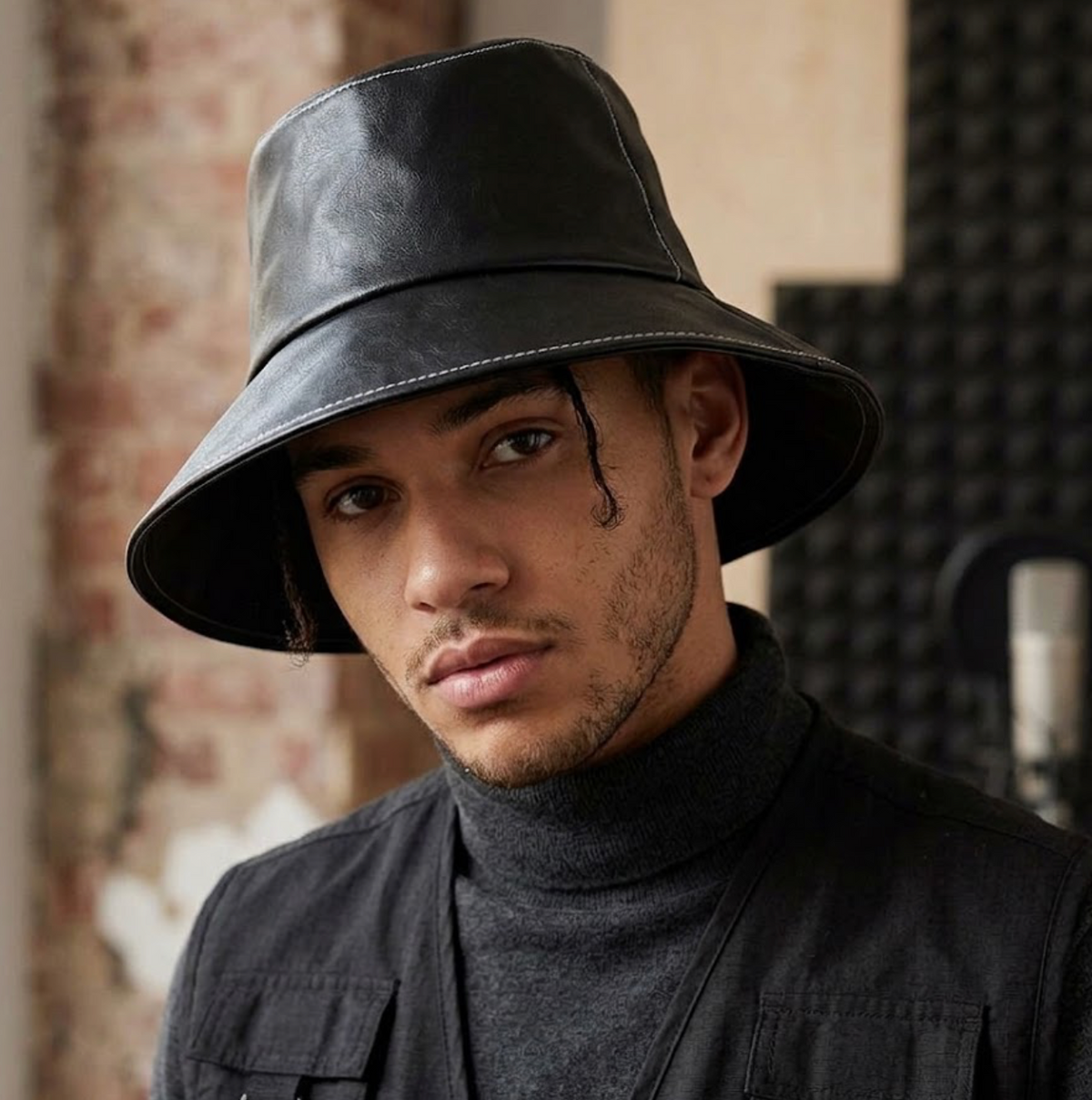 Levert PU Leather Wide Brim Bucket Hat – Soft Cowboy Style