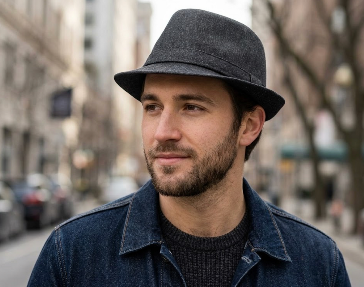 Crownover Black Solid Fedora Hat