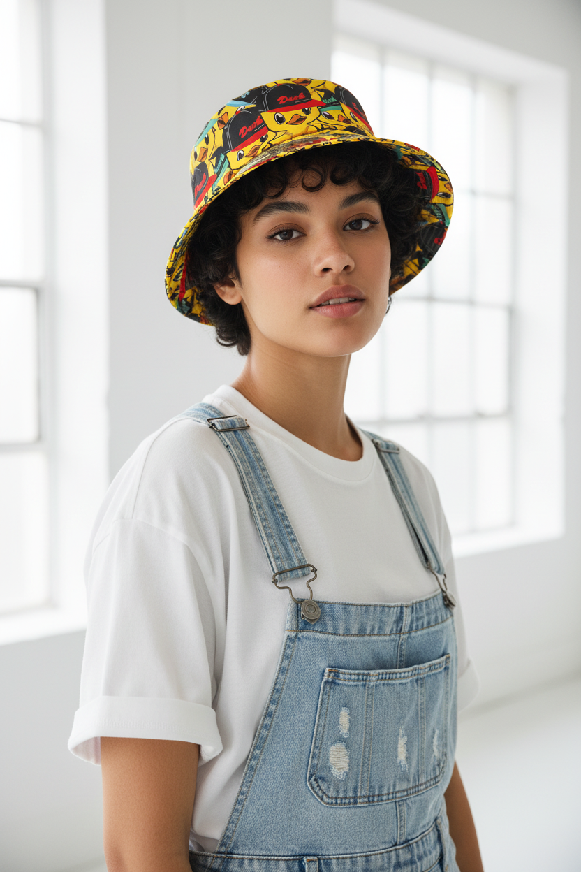 Moreno Graphic Polyester Bucket Hat – Animal Print, Free Size