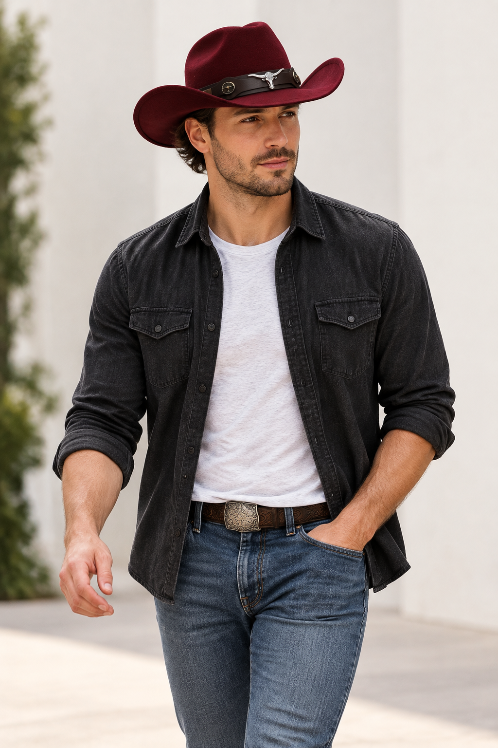 Griffey Polyester Cowboy Hat, Adjustable Fit