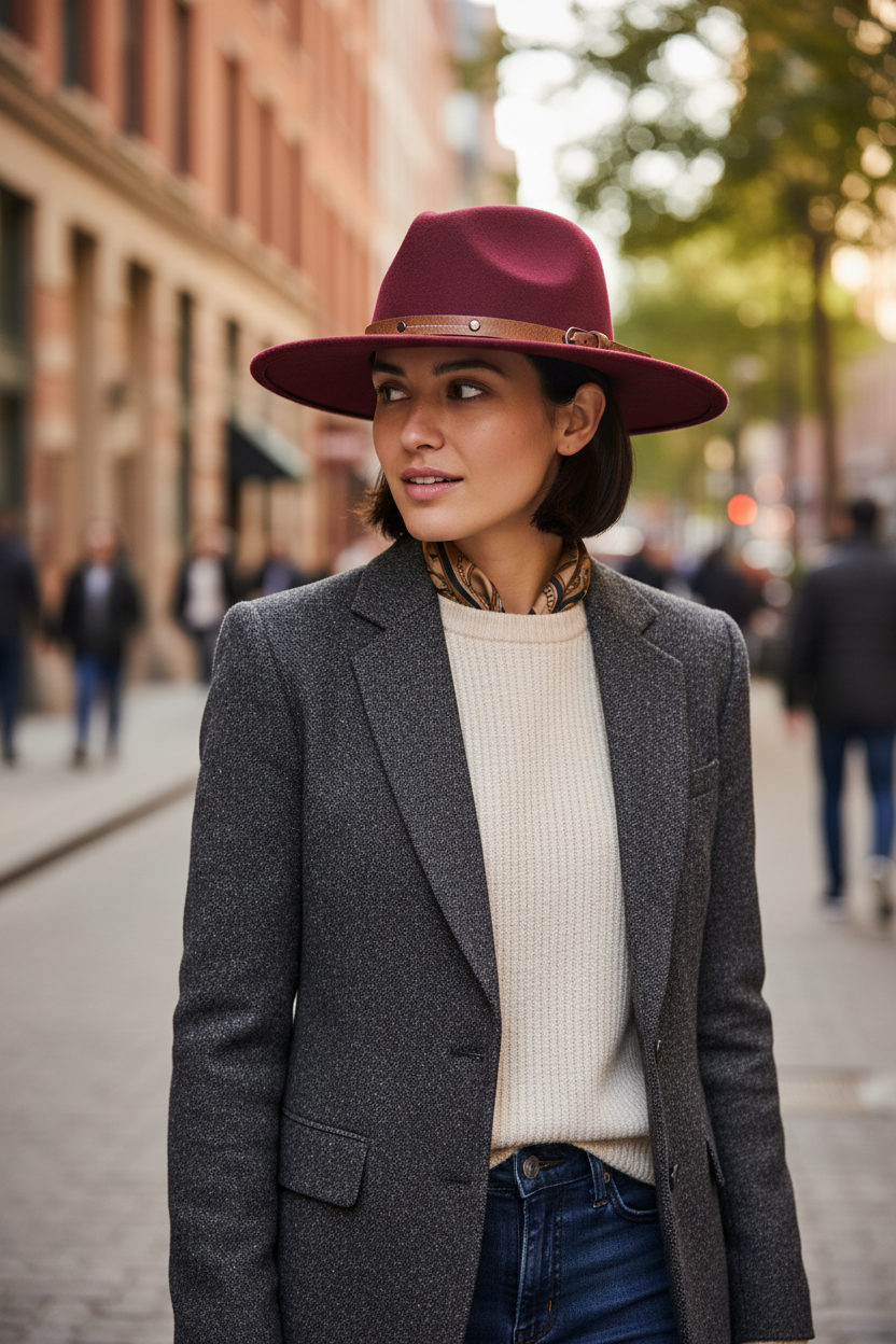 Cassell Wool Flat Top Fedora Hat with Band