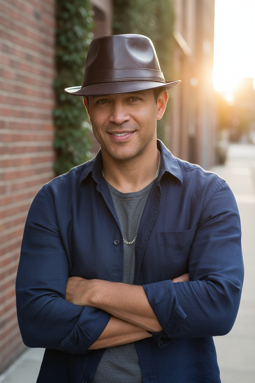 Hayes Faux Leather Fedora Hat