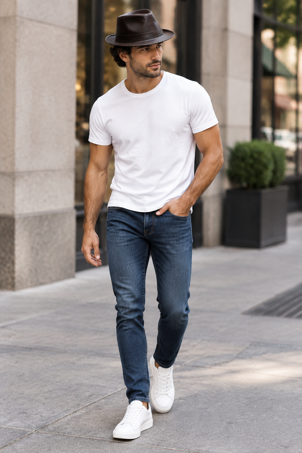 Hayes Faux Leather Fedora Hat
