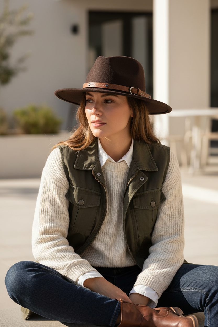 Cassell Wool Flat Top Fedora Hat with Band