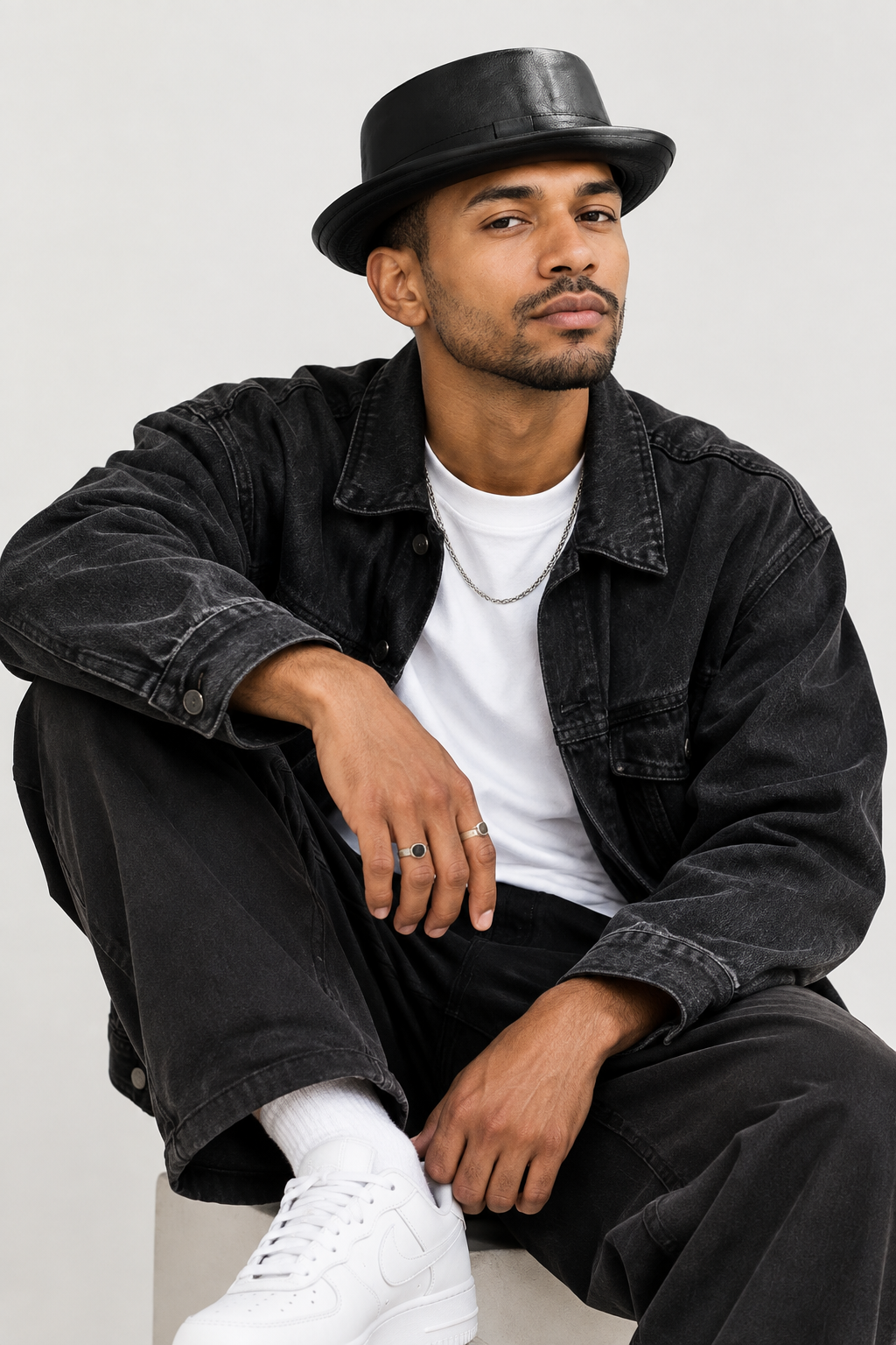 Hayes Faux Leather Fedora Hat