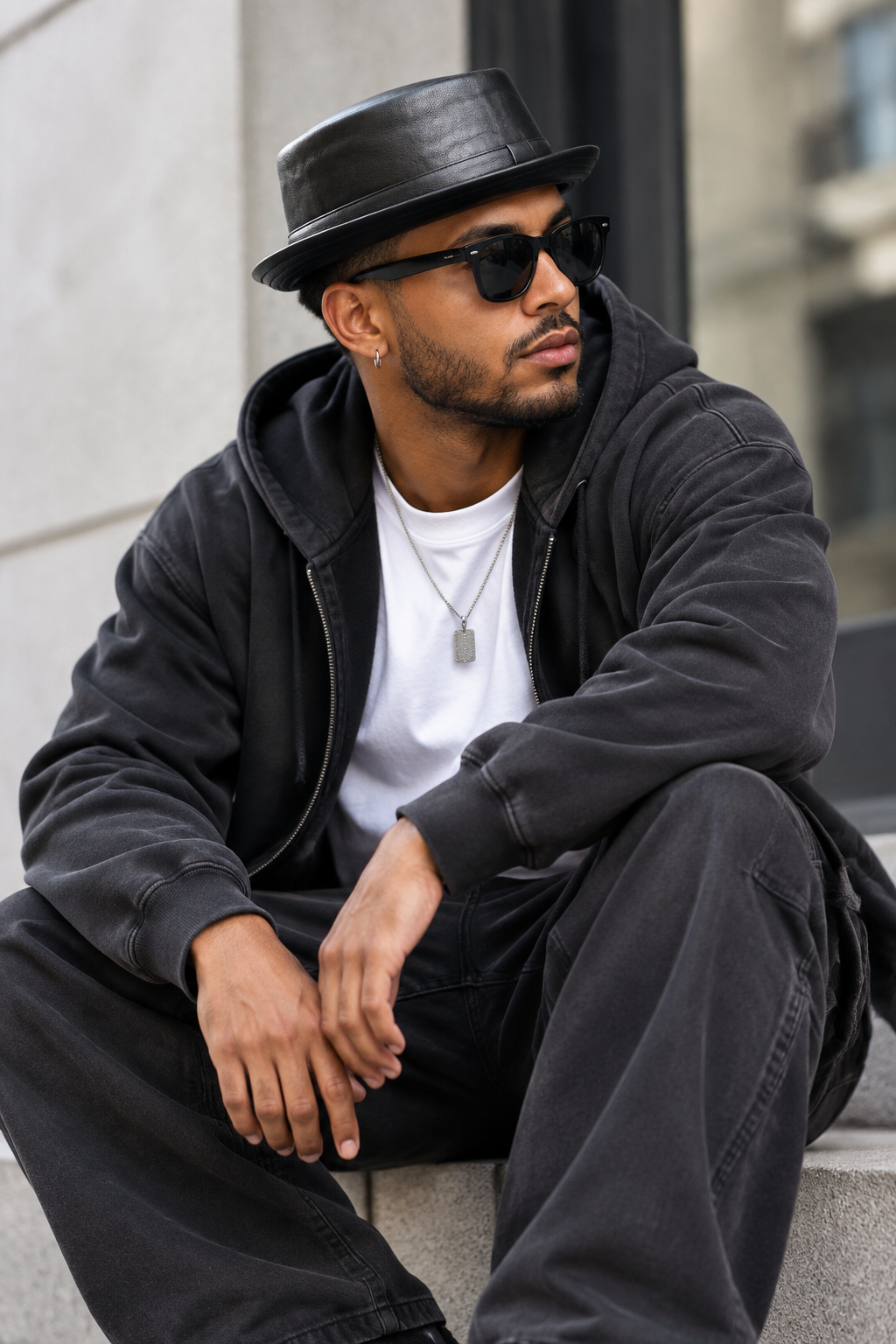 Hayes Faux Leather Fedora Hat