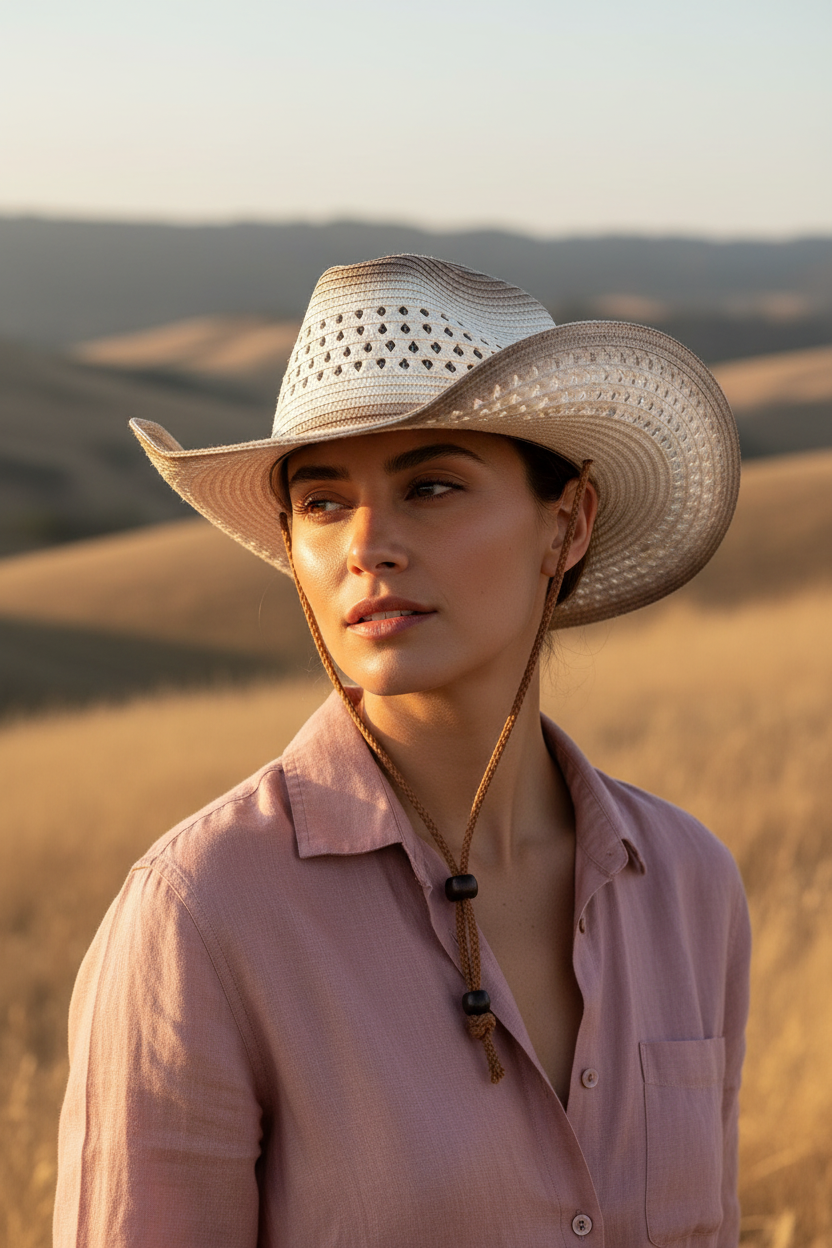 Morton Curved Edge Leather Velvet Western Cowboy Hat