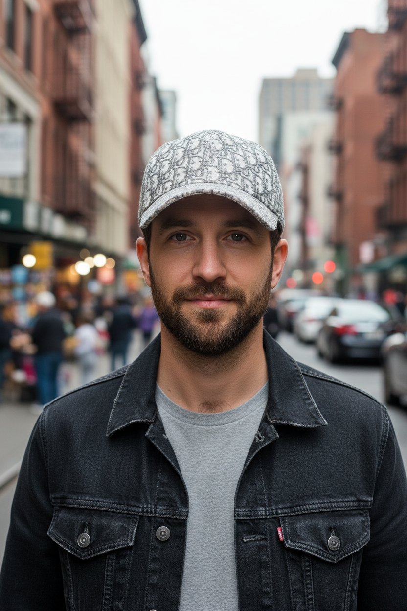 Floral patterned cap on a white background