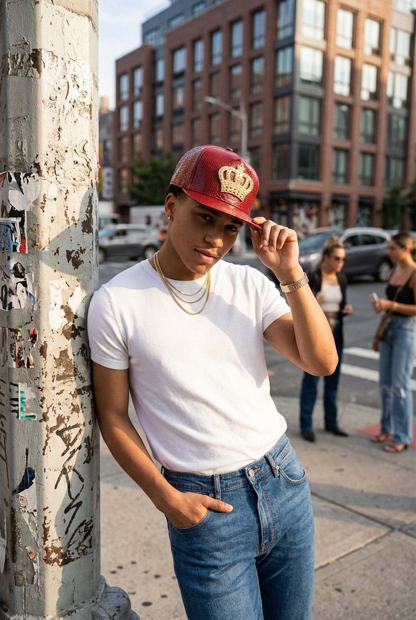 Givens Unisex Faux Leather Crown Cap – Adjustable