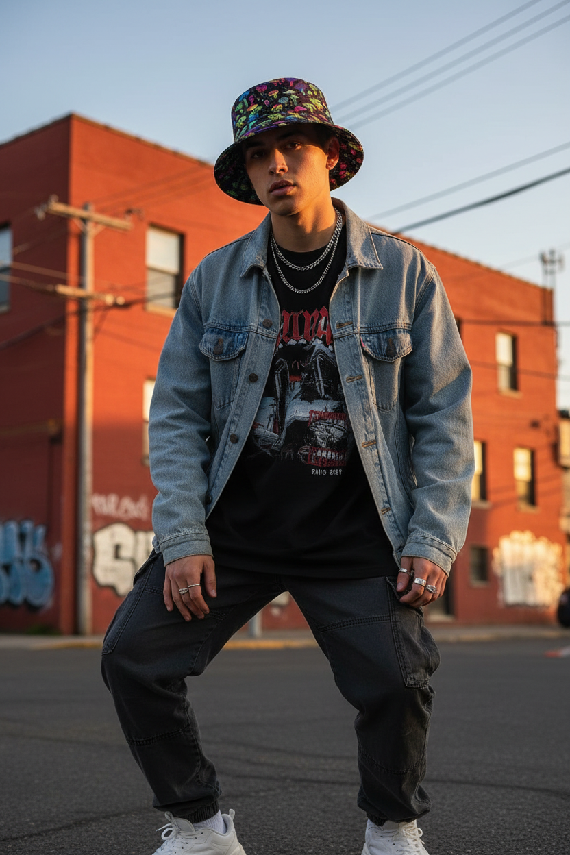 Moreno Graphic Polyester Bucket Hat – Animal Print, Free Size