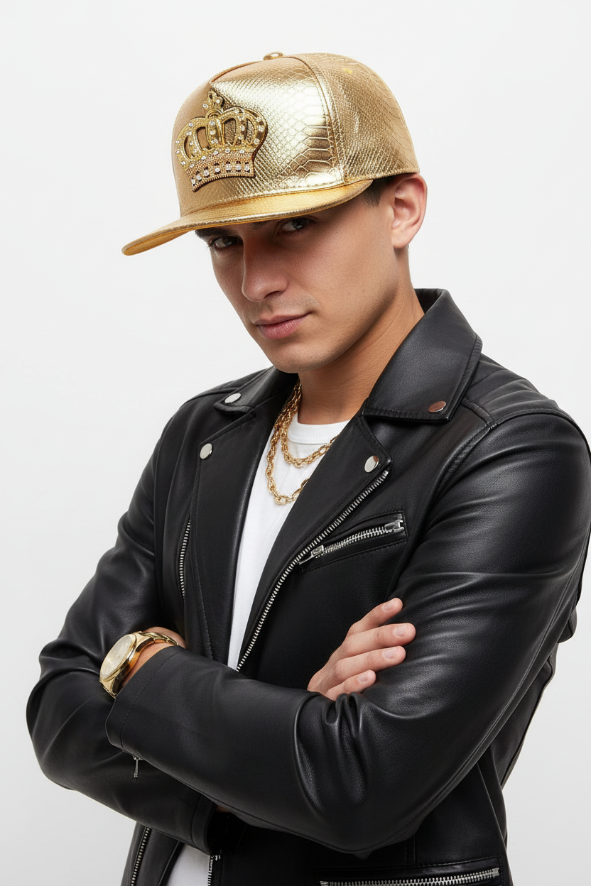 Givens Unisex Faux Leather Crown Cap – Adjustable