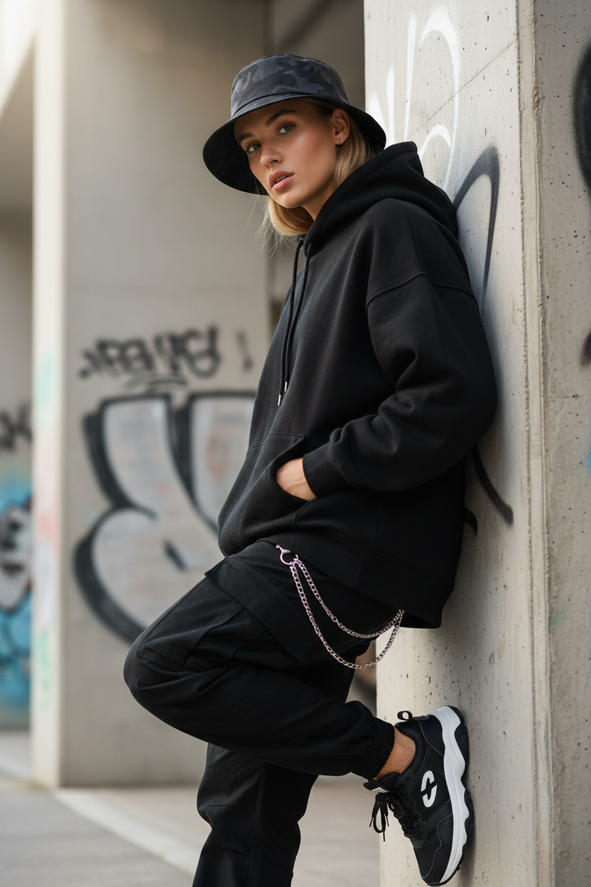 Adams Black Cotton Camouflage Bucket Hat