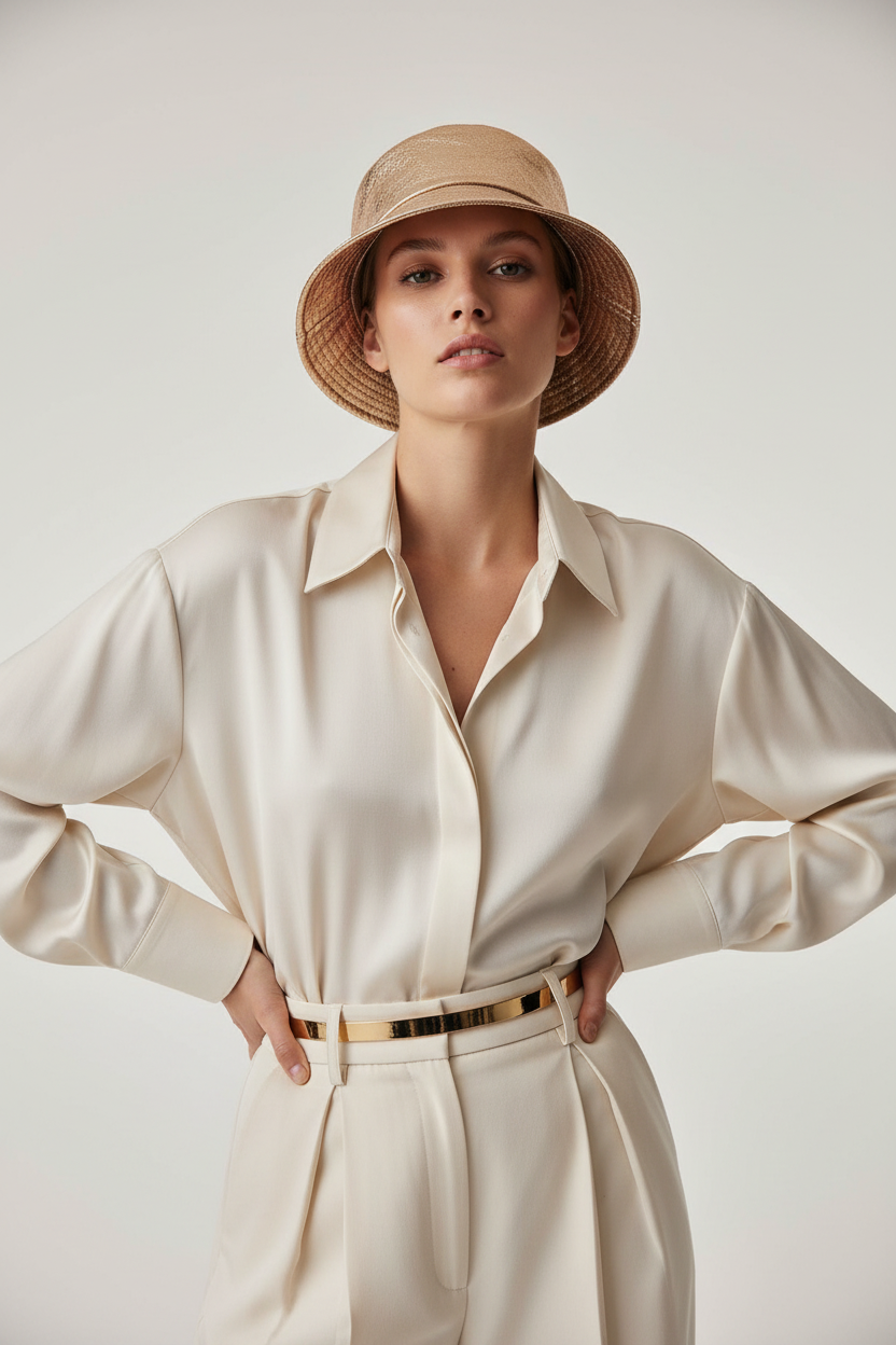 Clark Faux Leather Bucket Hat with Wide Brim