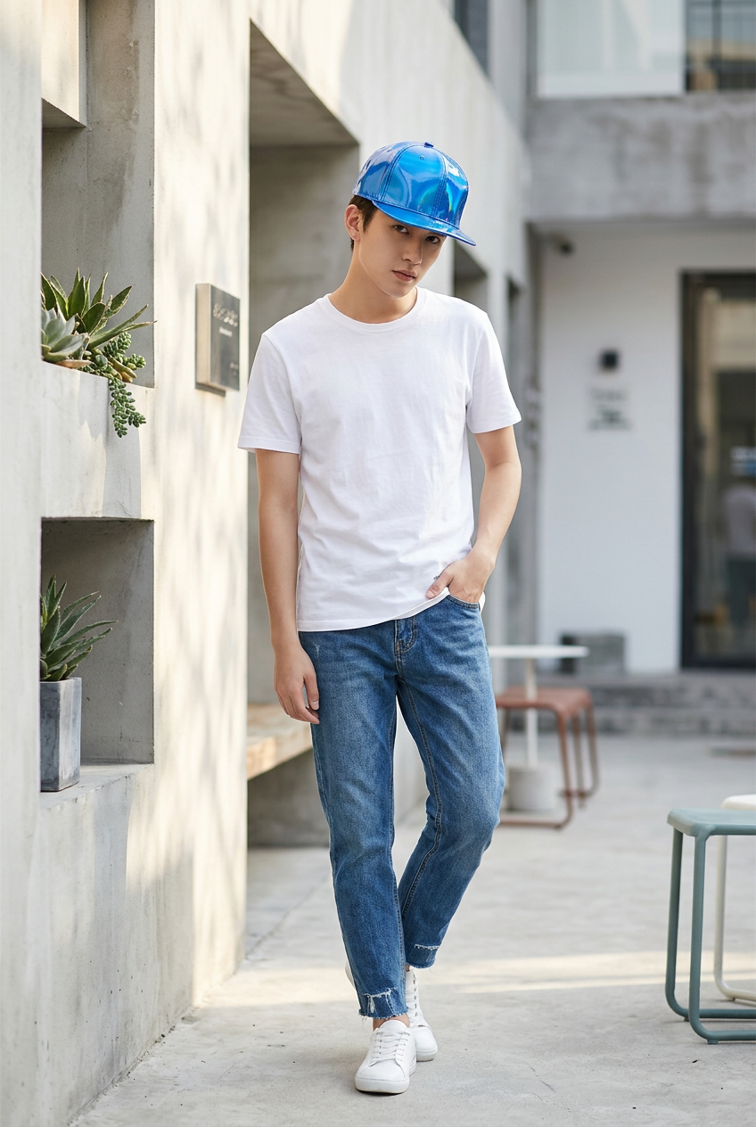 Clemons Reflective Faux Leather Dome Cap
