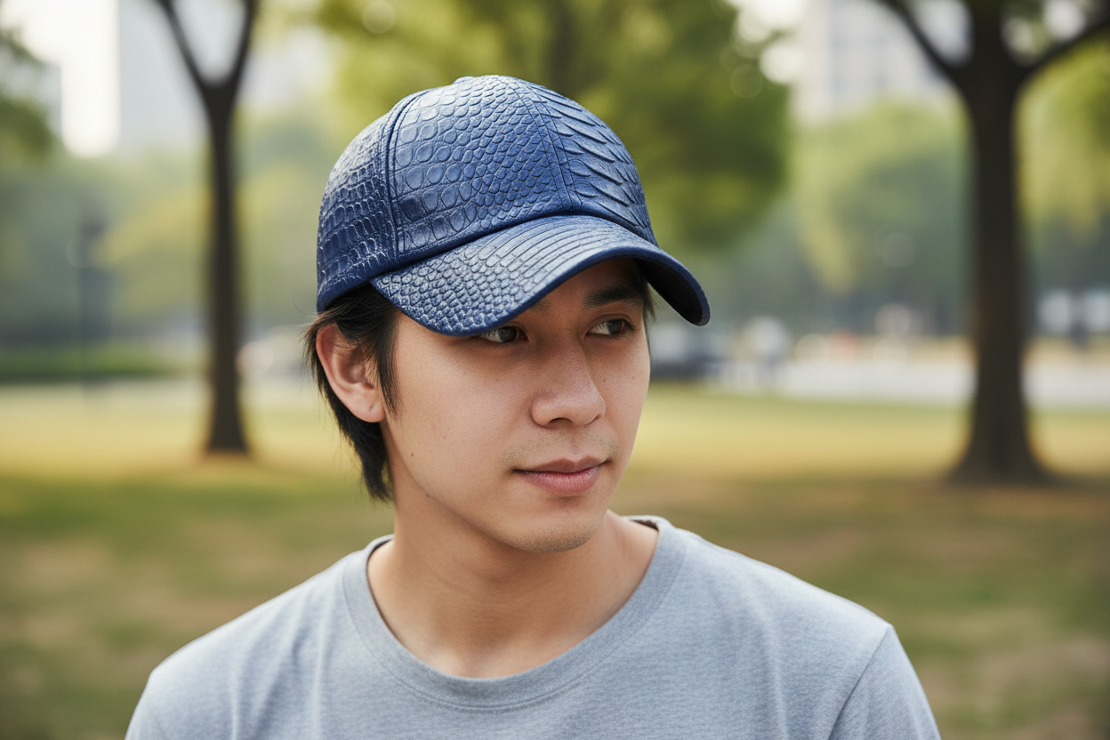 TheCapSpot - Townsend Crocodile Leather Baseball Cap