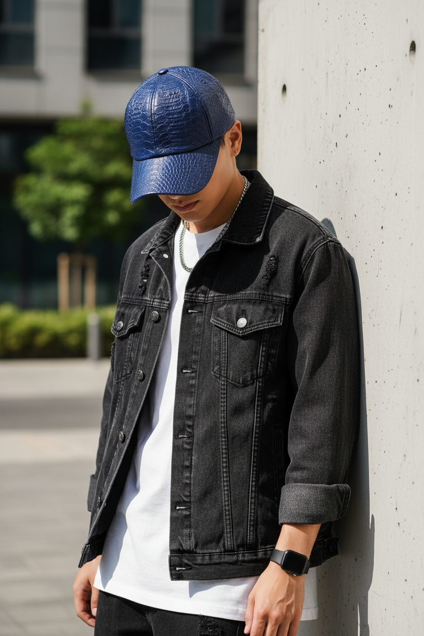 Townsend Crocodile Leather Baseball Cap
