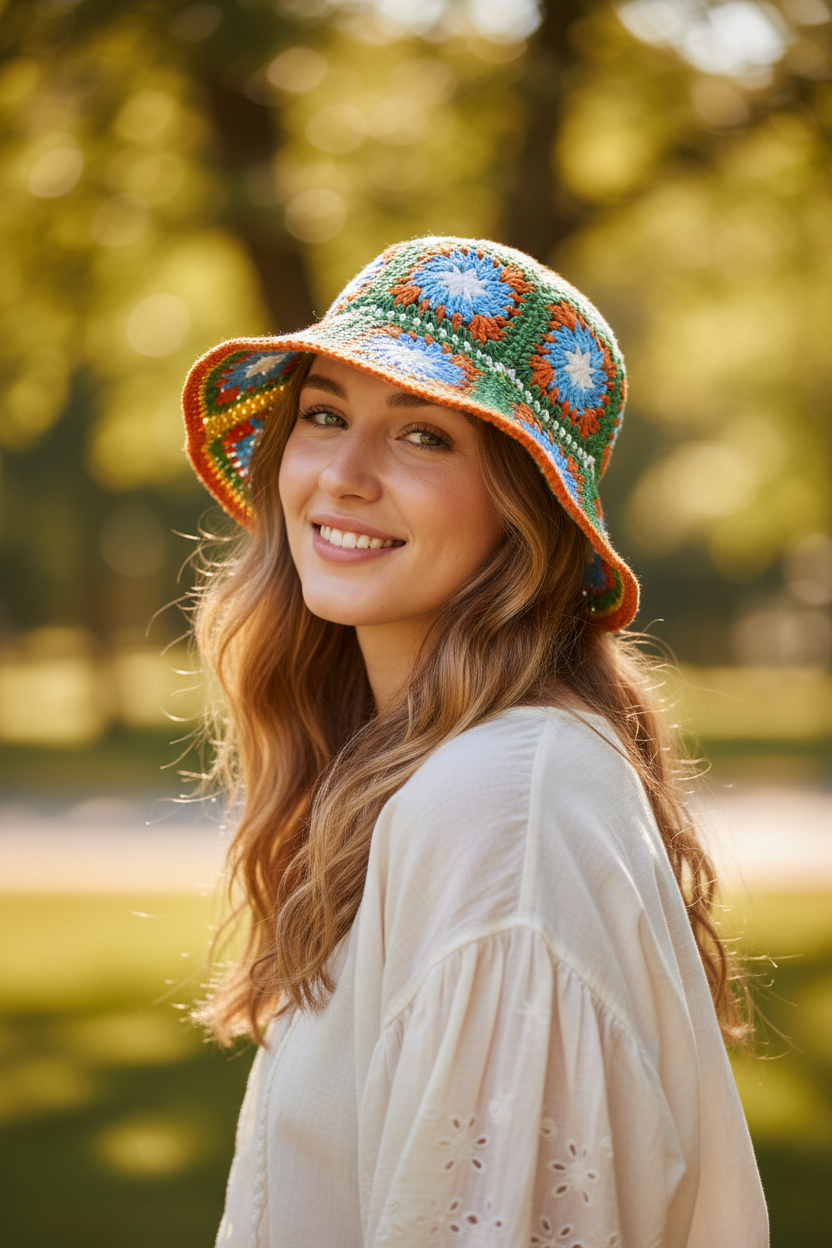 Worthington Woven Straw Bucket Hat with Lace – Adjustable, Women's