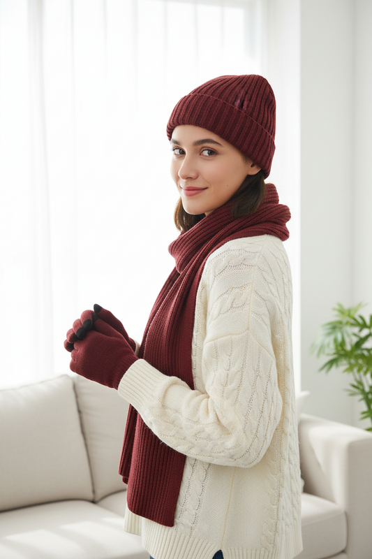 Shilo Unisex Wool Hat, Scarf & Gloves Set