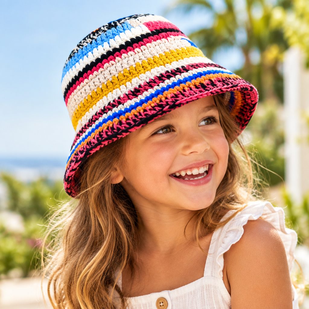 Handmade Striped Acrylic Knit Hat for Children