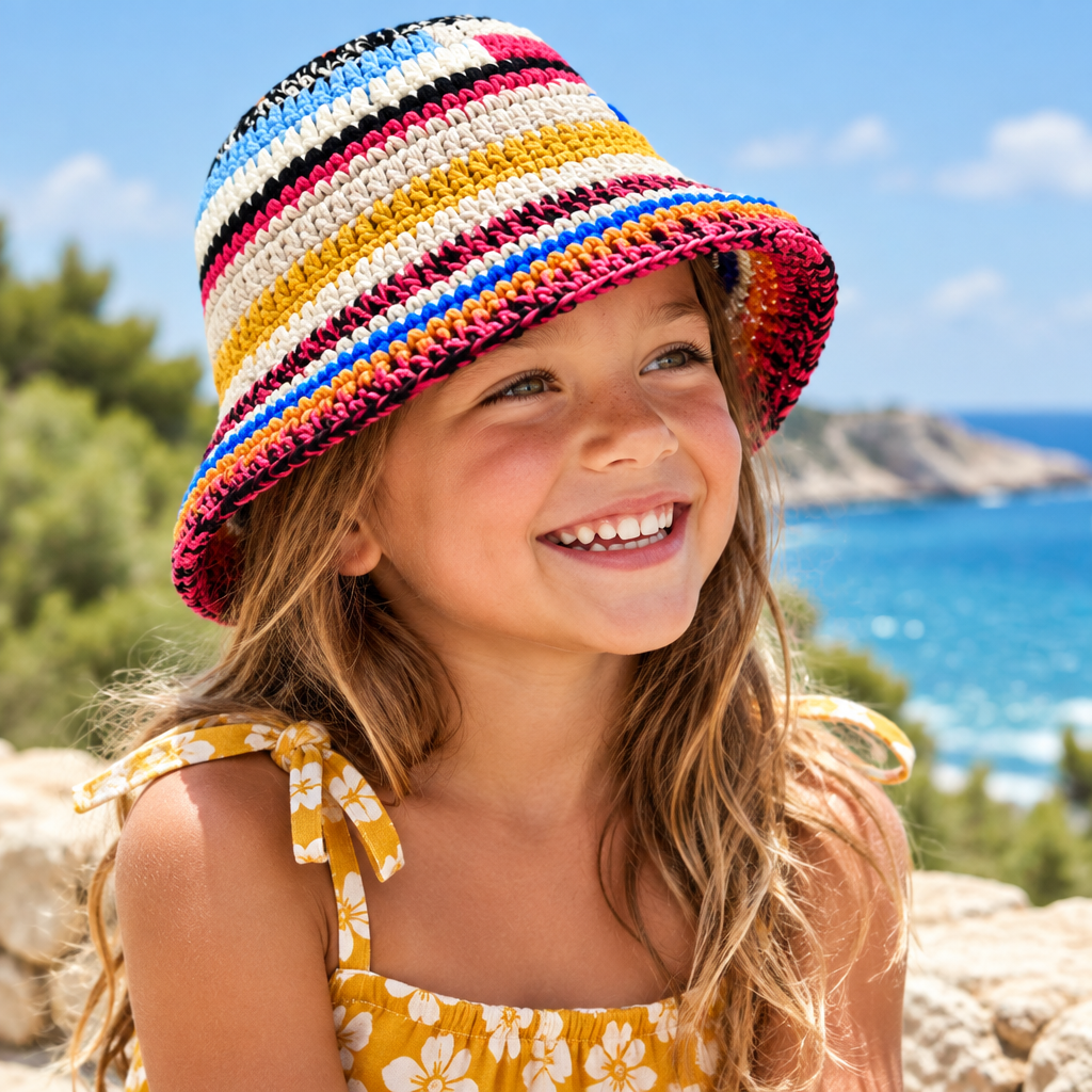 Handmade Striped Acrylic Knit Hat for Children