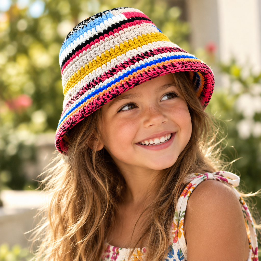 Handmade Striped Acrylic Knit Hat for Children