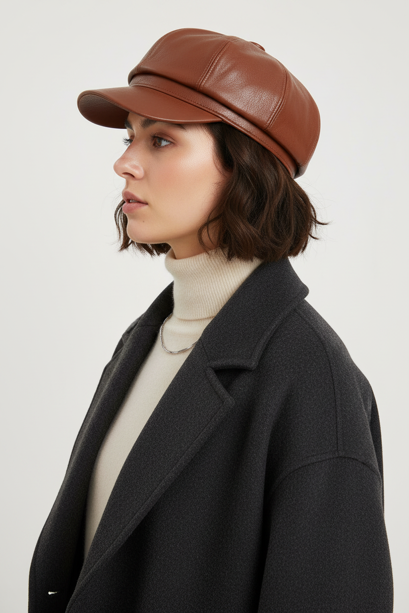 Livingston Faux Leather Octagonal Cap