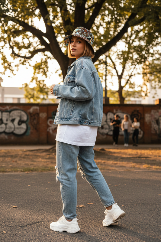 Geometric Polyester Bucket Hat – Retro Dome Crown