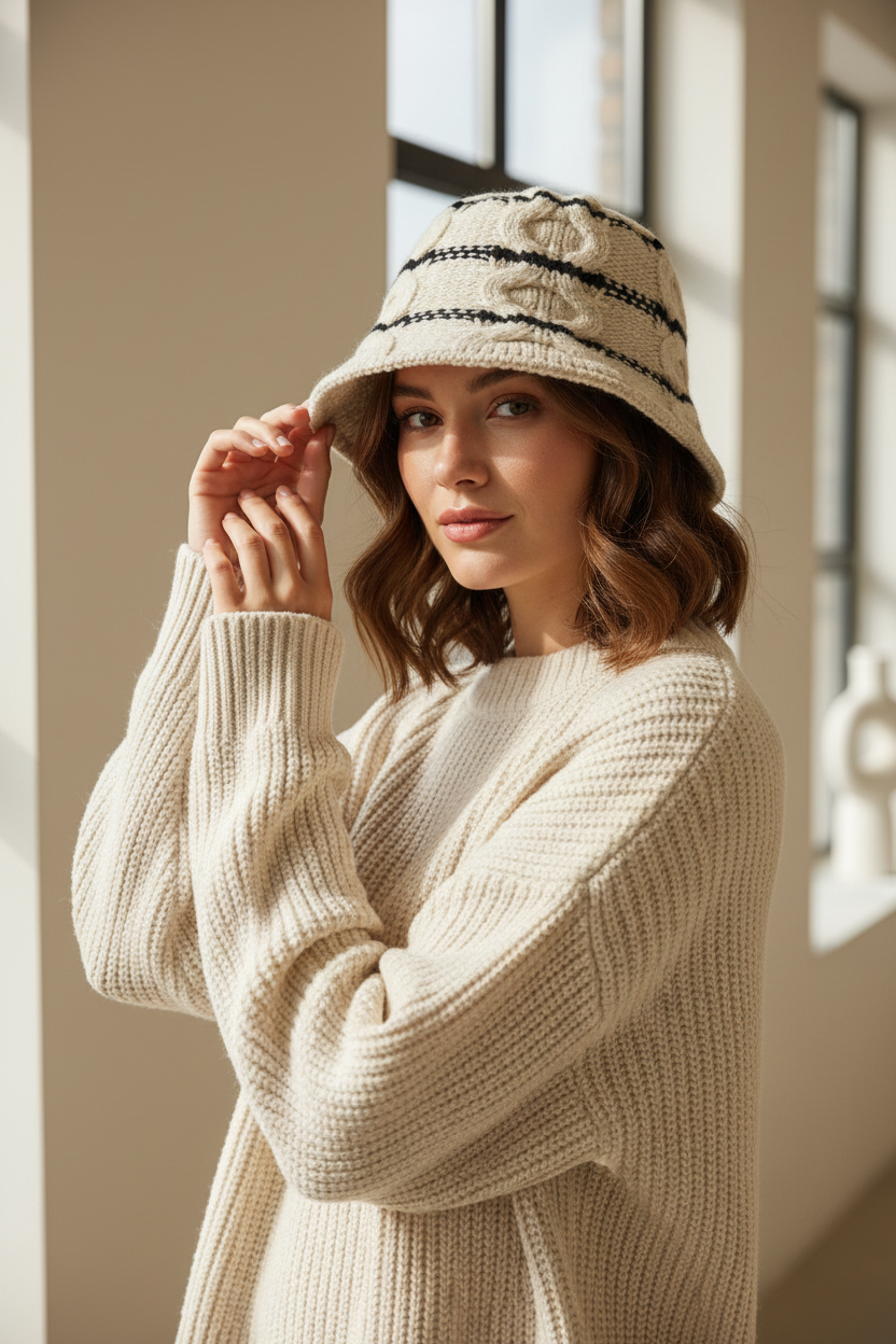 Altman Knitted Winter Bucket Hat, Adjustable Unisex