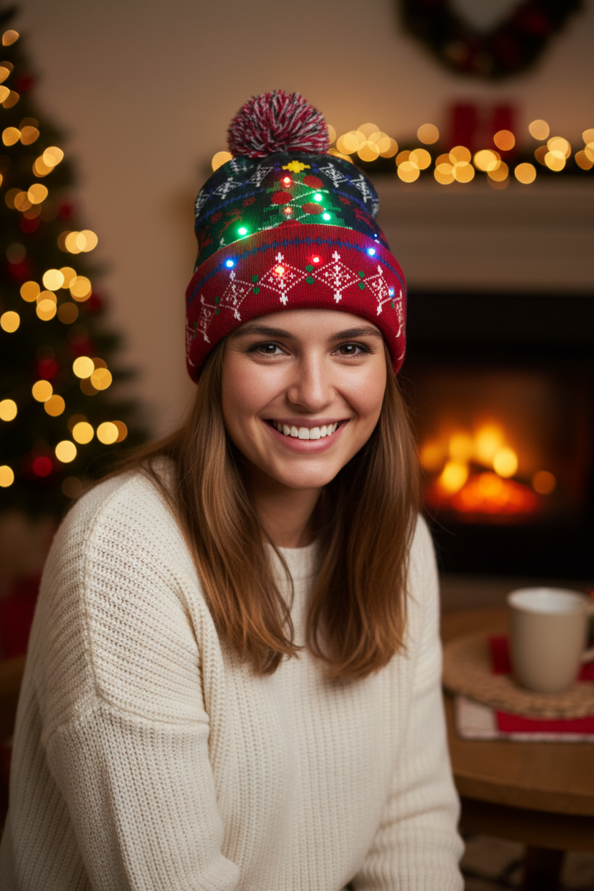 Holiday Knitted Beanie Hat – Acrylic, Unisex
