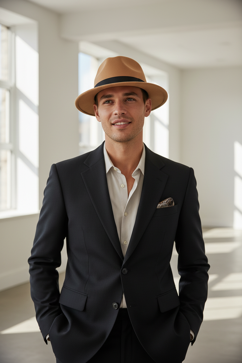 Pat Cheek Unisex Wool Fedora Hat with Adjustable Band