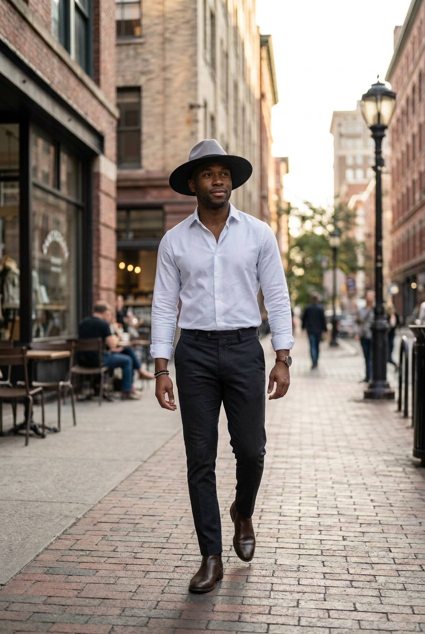 Budden Two-Tone Wool Fedora Hat, Medium