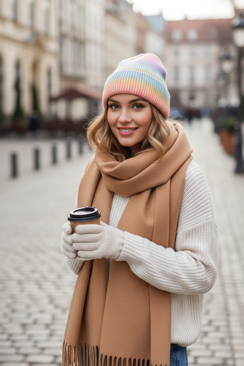 Carrey Multicolor Gradient Acrylic Beanie – One Size