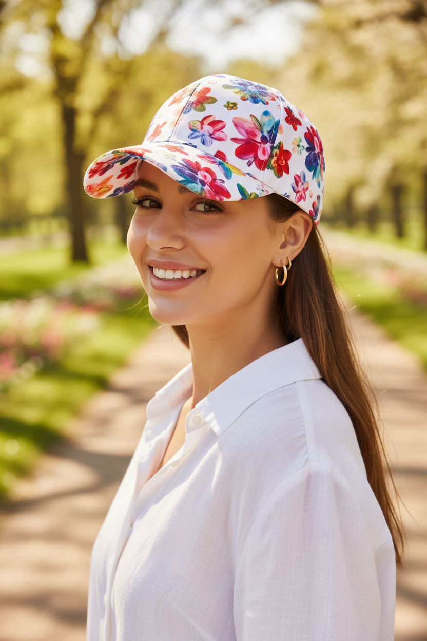 Floral UV Protection Adjustable Baseball Cap