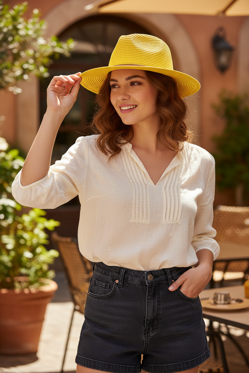 Kerville Flat Brim Straw Sun Hat, Unisex, M 56–58cm