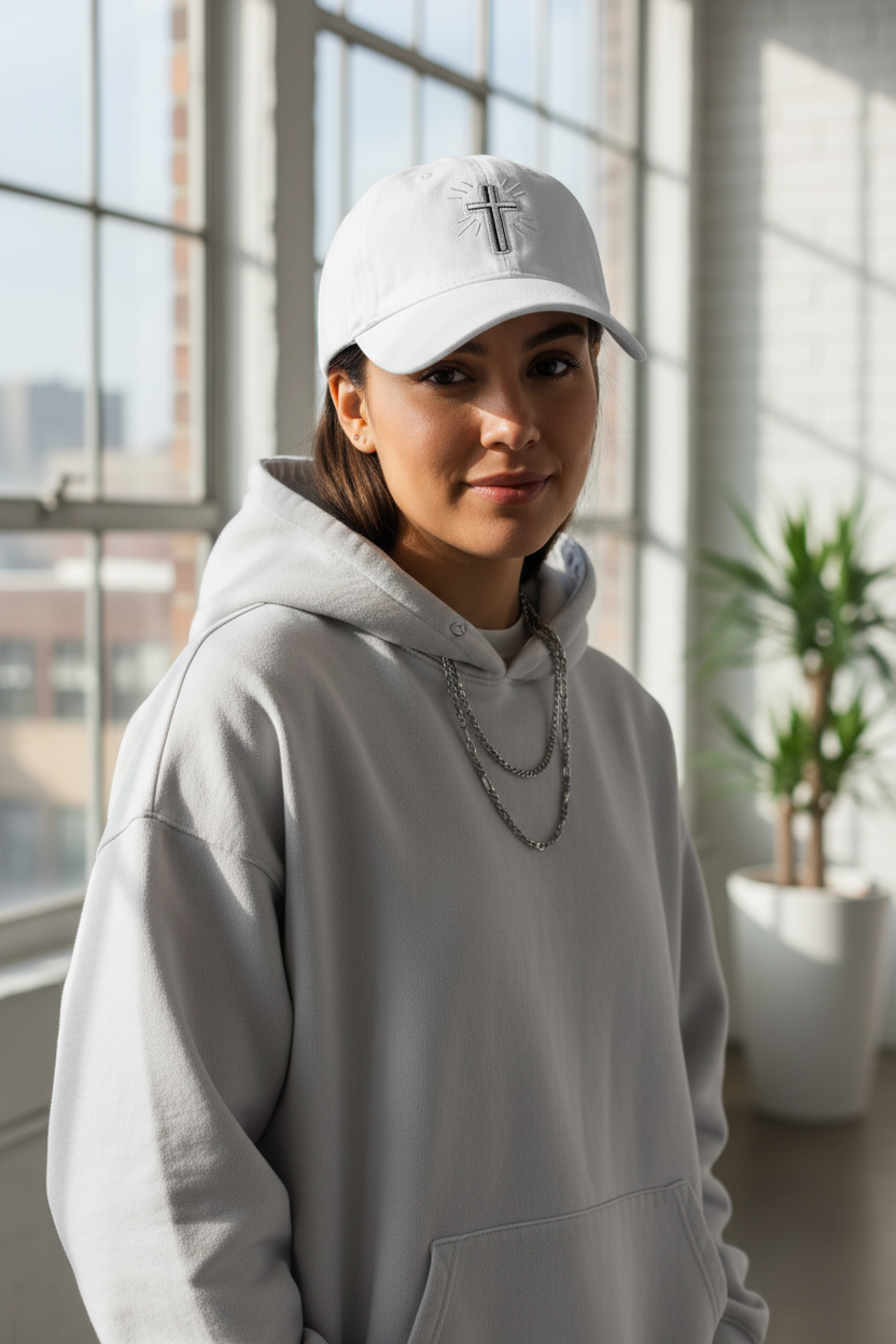 Remis Cross Embroidered Retro Cotton Baseball Cap, Adjustable