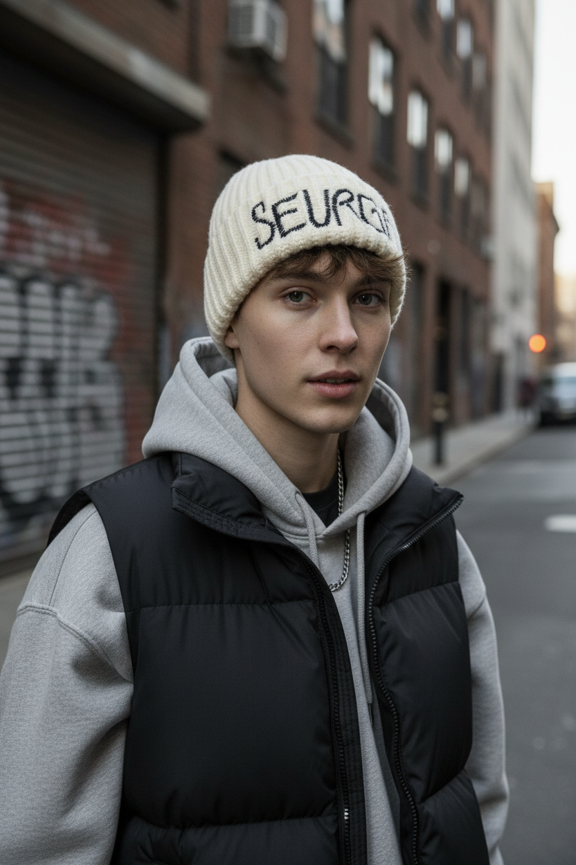 Lettered Tie-Dye Wool Beanie Hat, Unisex Medium